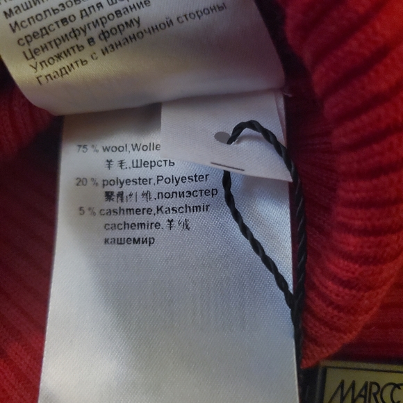 Marc Cain wool cashmere Deep red Lettuce edge mock turtleneck NWT - Picture 6 of 7